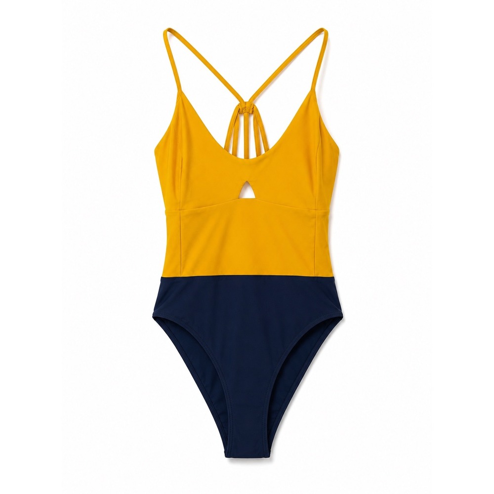 Summersalt The Swan Dive Swimsuit Women 8 Colorblock Blue One Piece Cutout‎